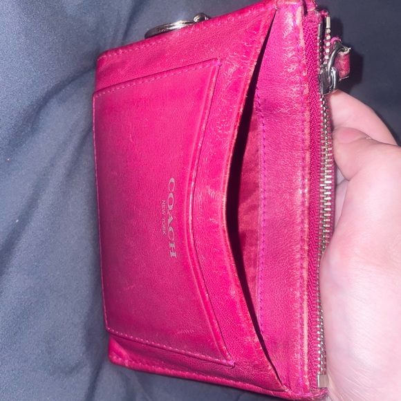 Coach Pink Leather Coin Pouch GUC - Picture 6 of 7